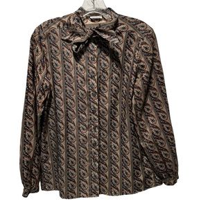 Vintage Levi Strauss & Co. Paisley Pussy Bow Button Down Retro Print Size Large